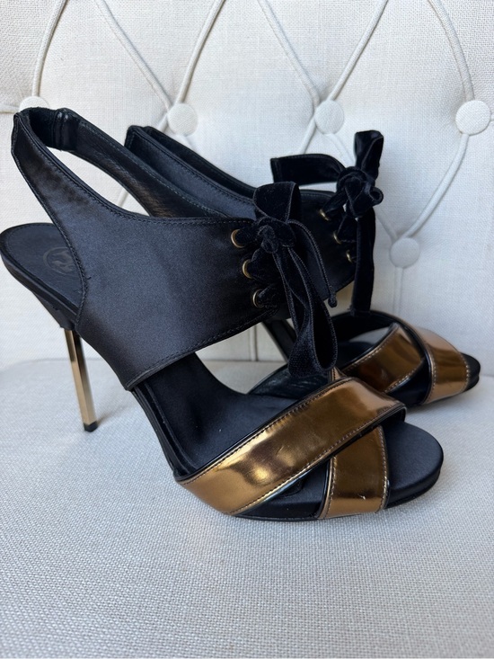 Tory Burch Shoes - Black and Bronze Gold Tory Burch Evening heels